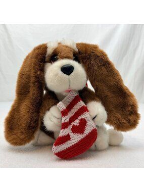Vintage 1988 Applause Kris Christmas Dog 9" Plush Toy Brown